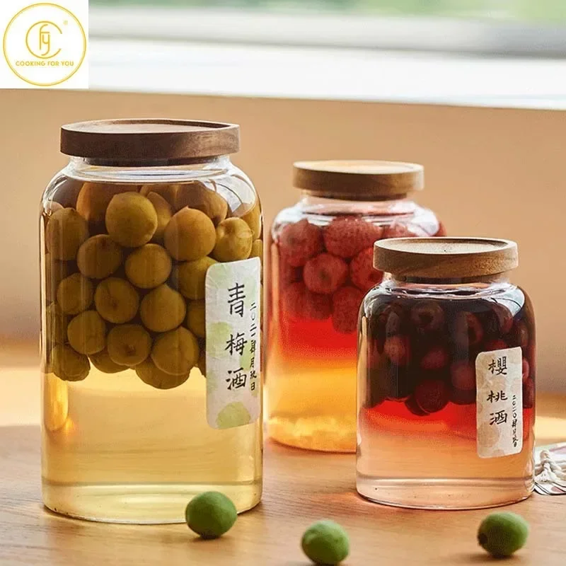 Food Storage Glass Round - 1.3/2/2.8L Glass Round Food Storage Jar