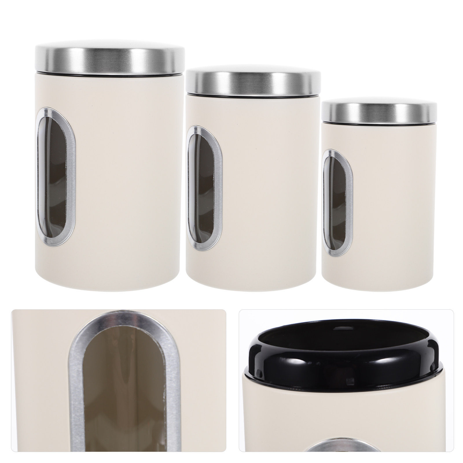 Food Storage Kitchen Container Set - 3Pcs Storage Jar Set Airtight Tea