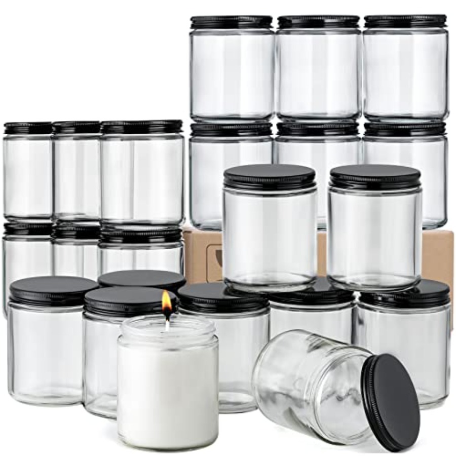 Food Storage Glass Round - Pack, 8 OZ Thick Glass Jars