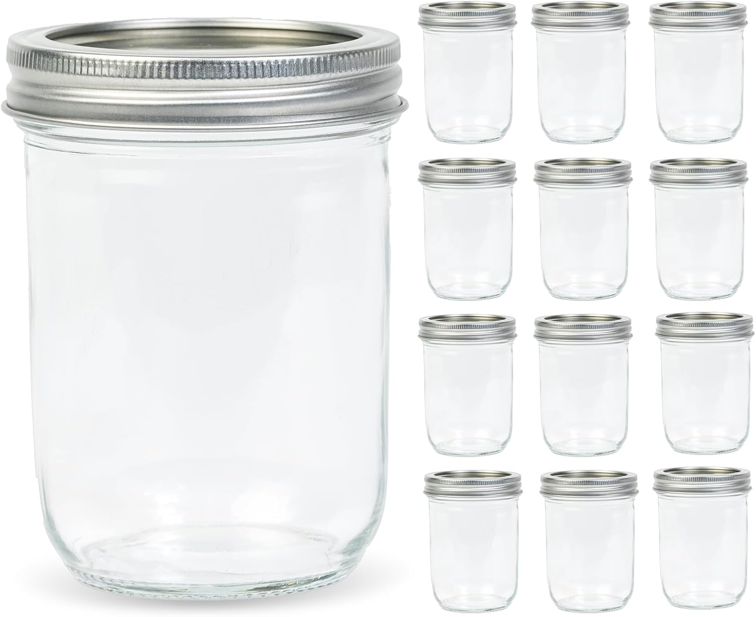 Food Storage Jars - 12 Pack 16 oz Wide Mouth