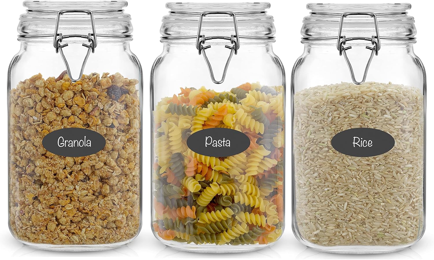 Food Storage Jars - Airtight Glass Jars with Lids Set
