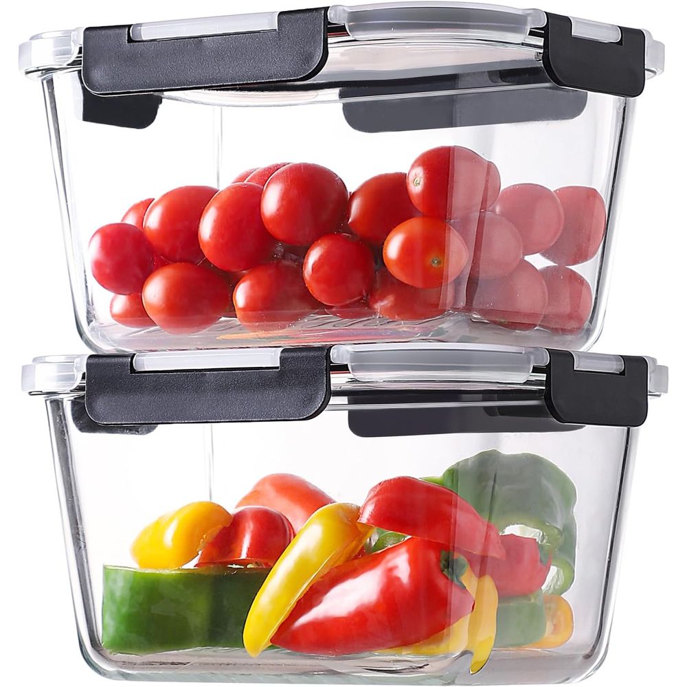 Food Storage Oven Safe - 4-Piece 63oz Glass Food Storage Containers