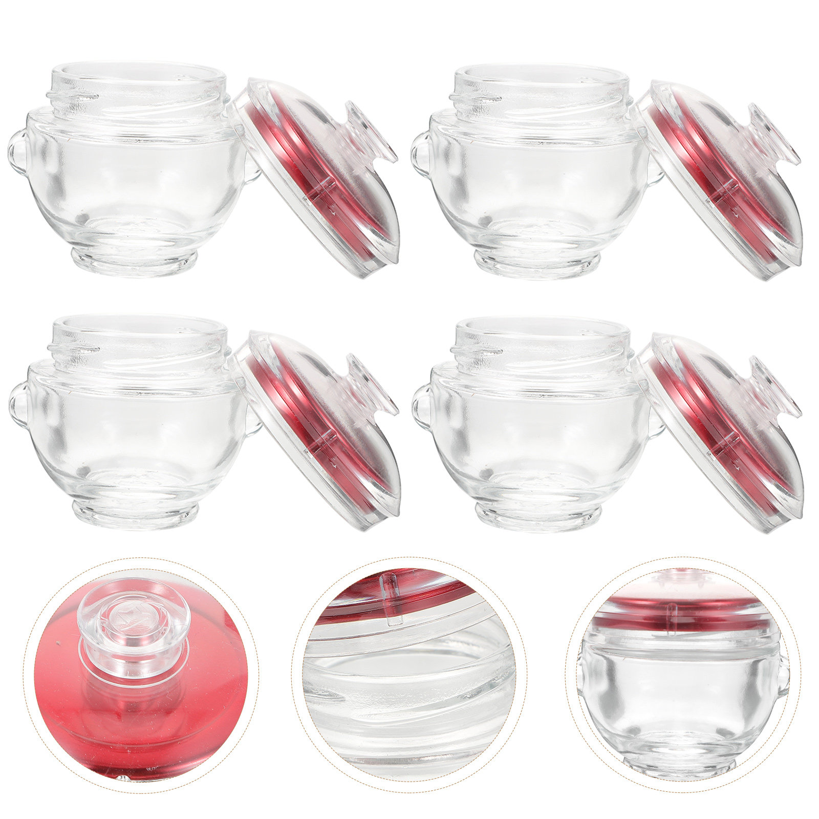 Food Storage Jars - 4Pcs Glass Cubilose Bottles Sealed Storage