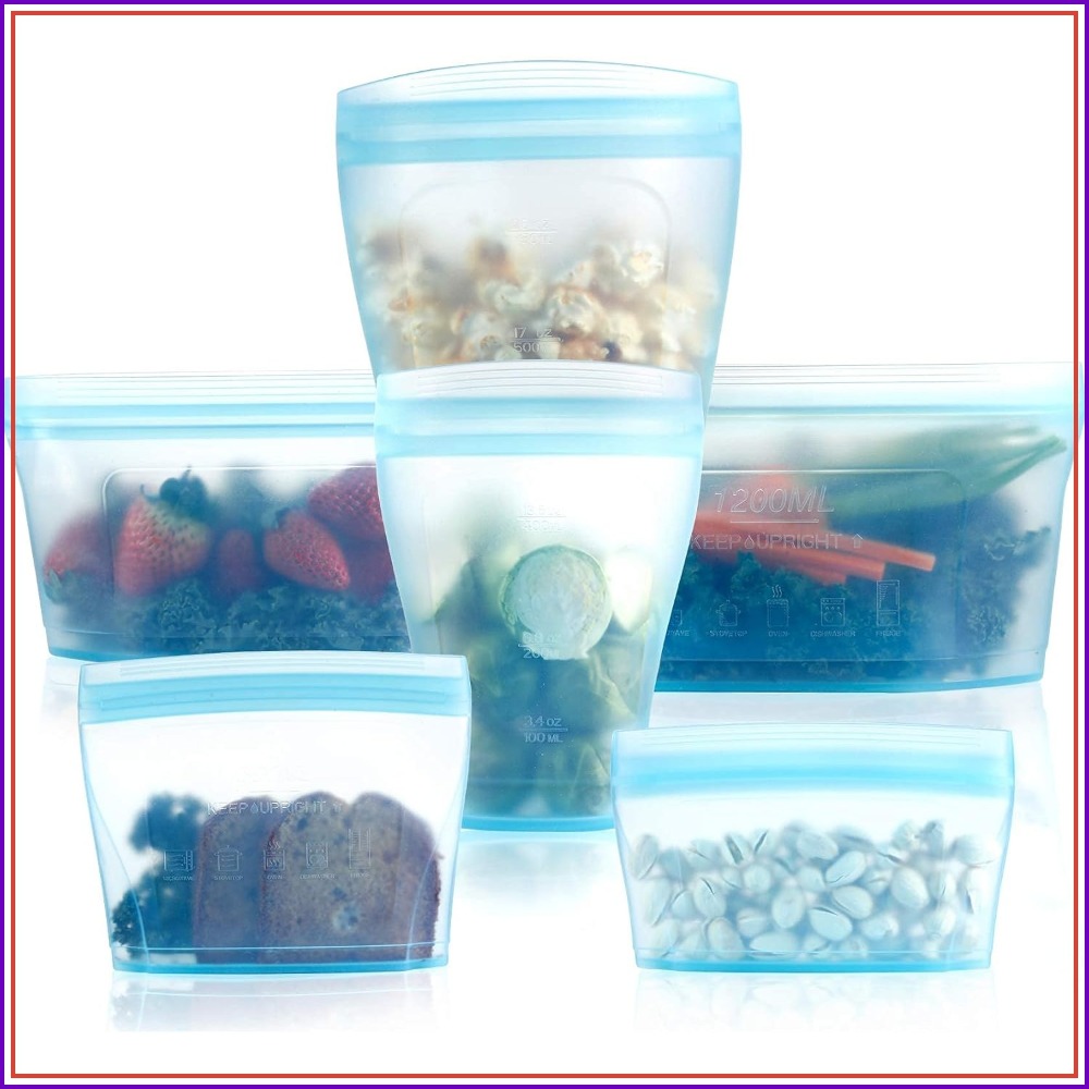 Food Storage Silicone Bags - 6 Pcs Reusable Silicone Food Bags,