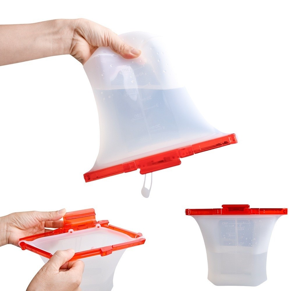 Food Storage Silicone Bags - 1000ml Fresh-keeping Bag Double Lock Food-grade