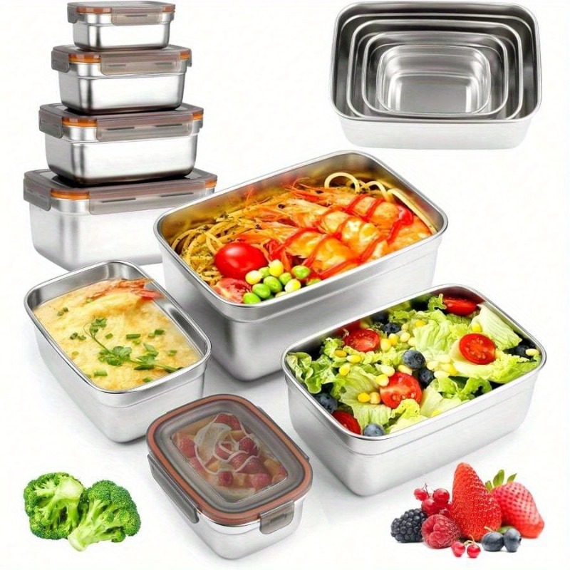 Food Storage Stainless Steel Containers - 4 Pack Food Storage Containers with