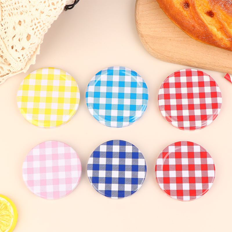 Food Storage Glass Round - 10Pcs Colorful Lattice Jam Jars Lids