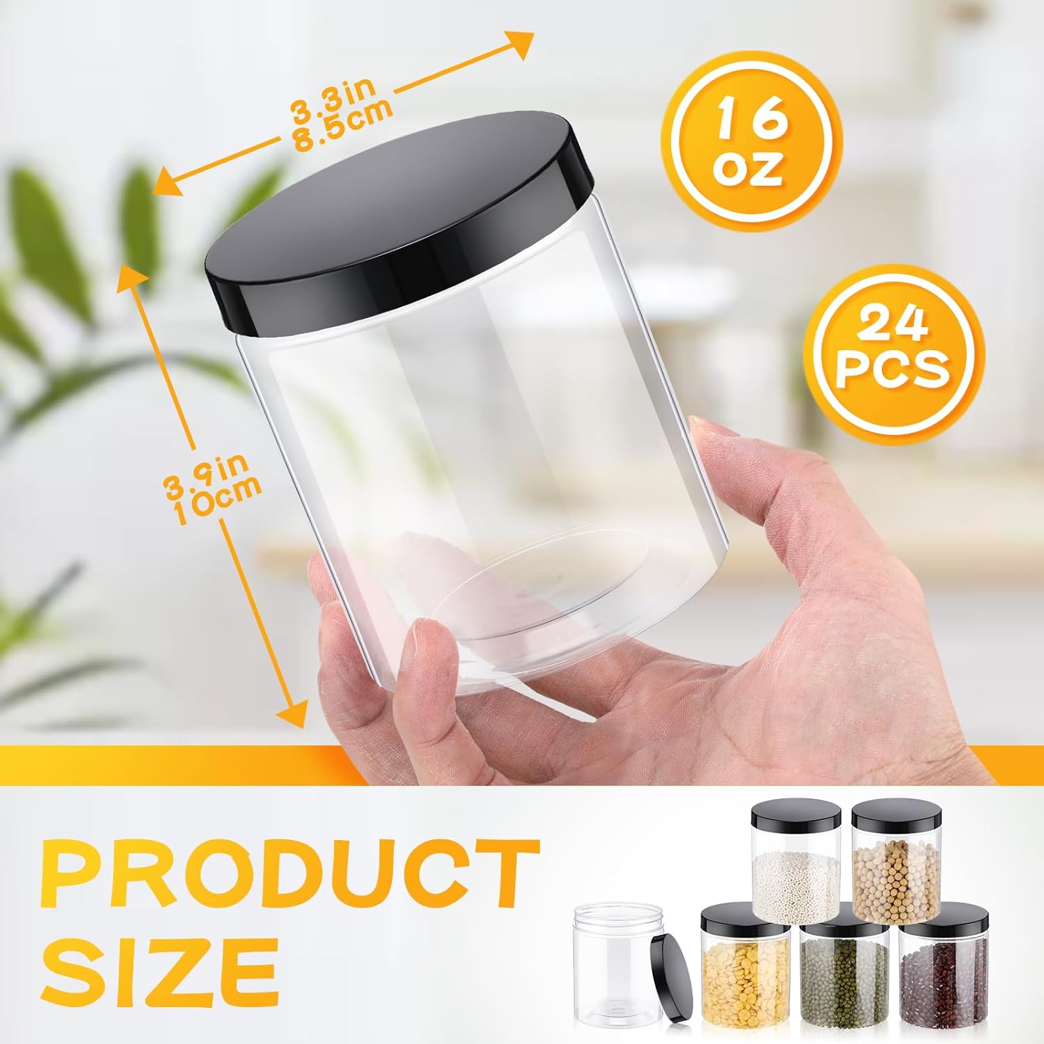 24 Pcs 16oz Plastic Jars with  – обзор и цена Food Storage Jars