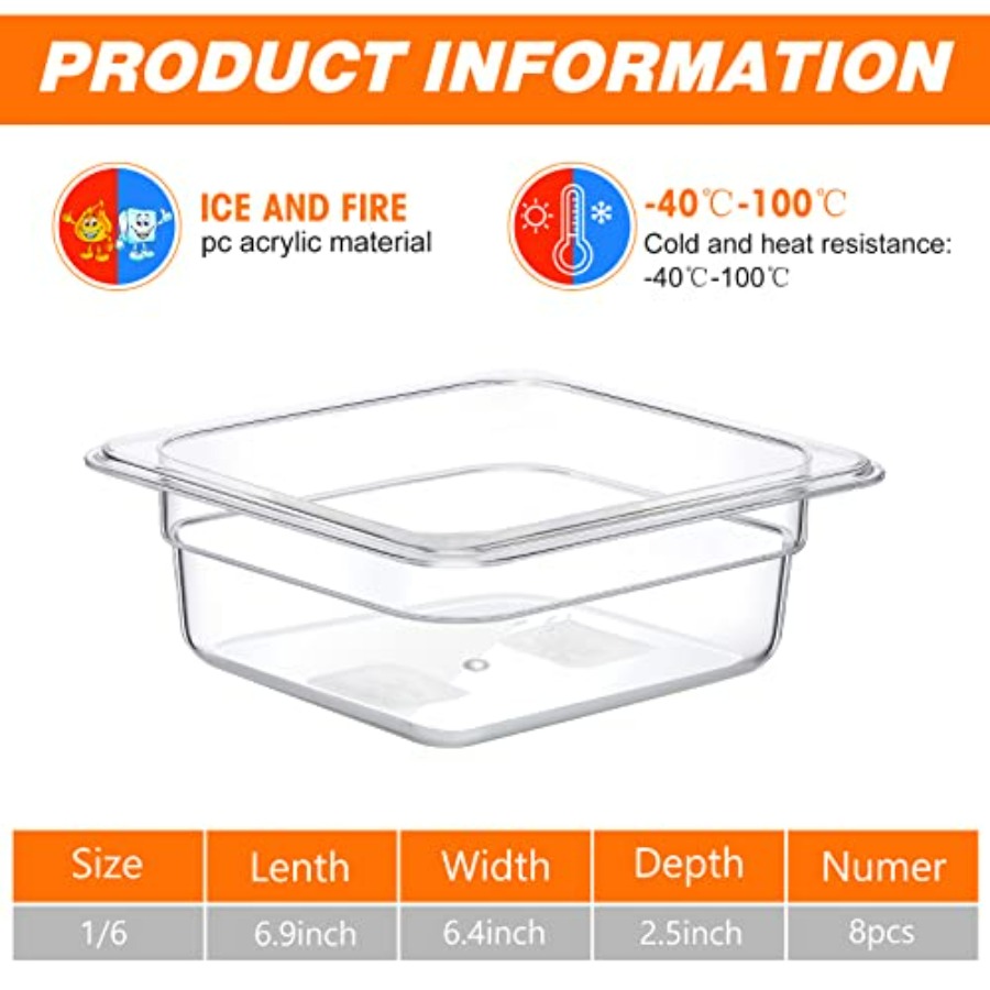 8 Pcs 1/6 Size, 2.6 Inch Deep  – обзор и цена Food Storage Restaurant