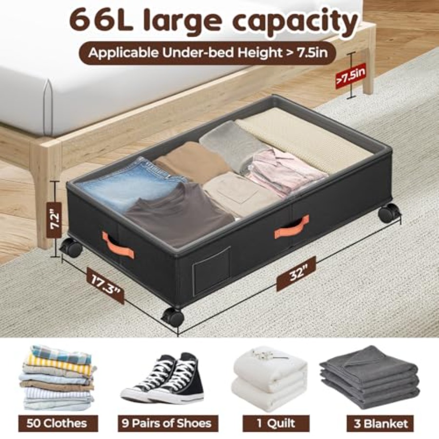 2026Under Bed Storage with Whe – обзор и цена Food Storage Under Bed