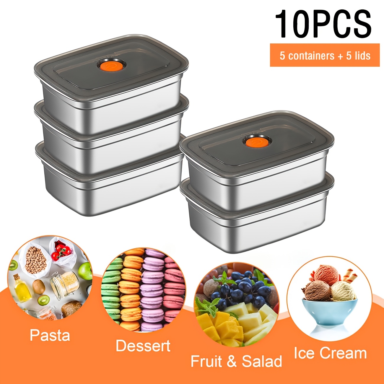 10-Piece Stainless Steel Food  – обзор и цена Food Storage Stainless Steel Containers