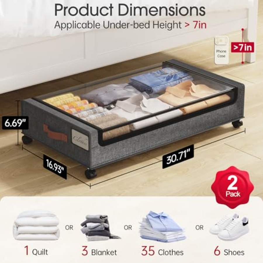 2026Under Bed Storage with Whe – обзор и цена Food Storage Under Bed