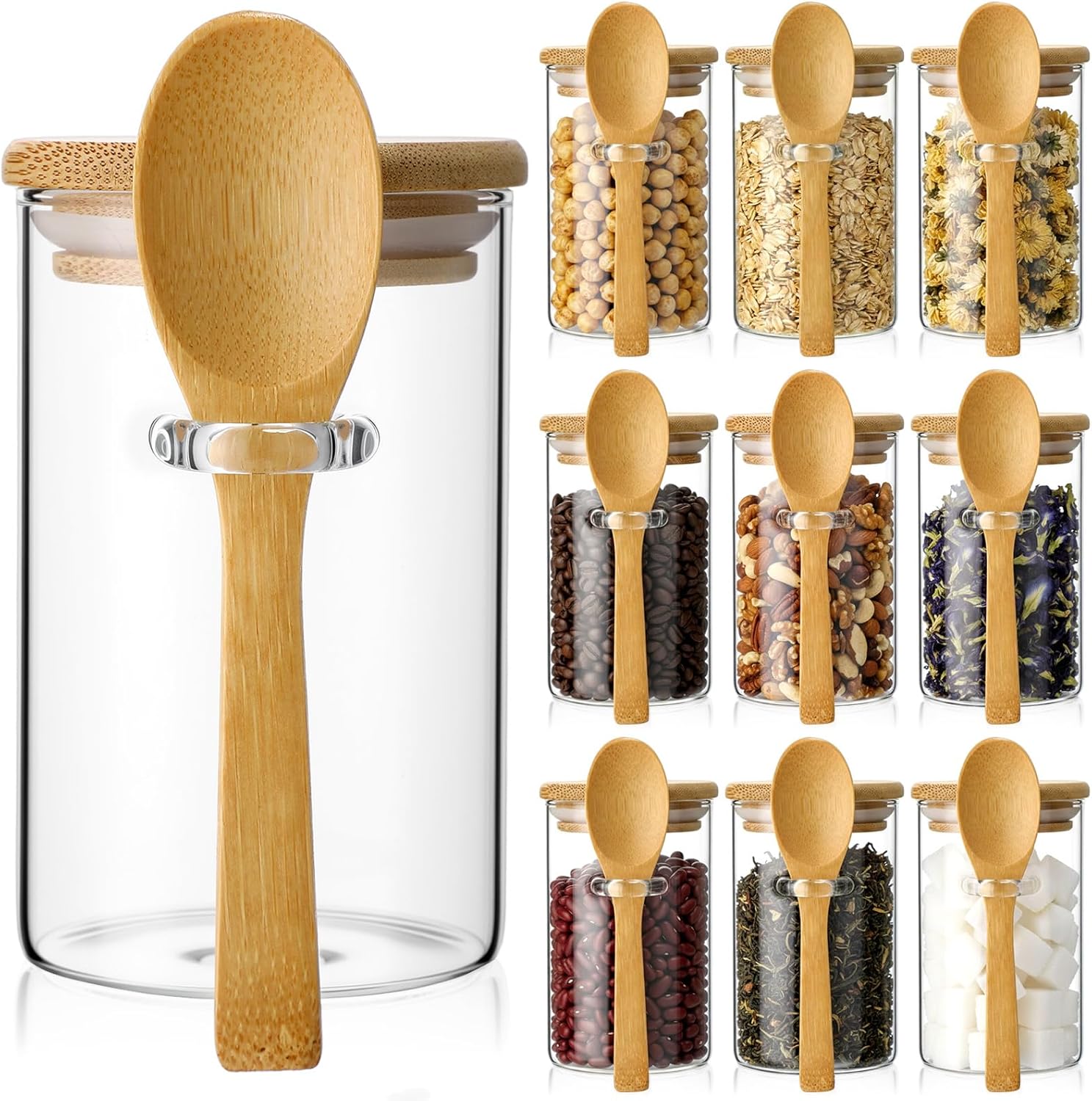 10 Pack Glass Jars with Bamboo – обзор и цена Food Storage Jars