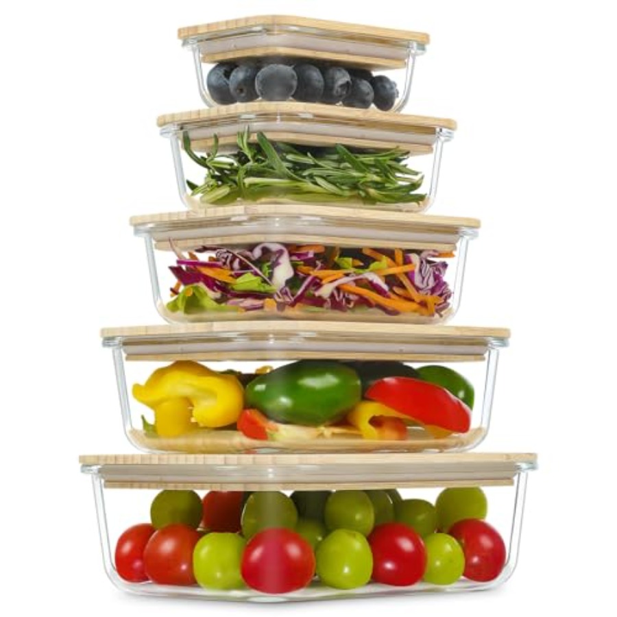 Glass Containers with Bamboo L – обзор и цена Food Storage Kitchen Container Set