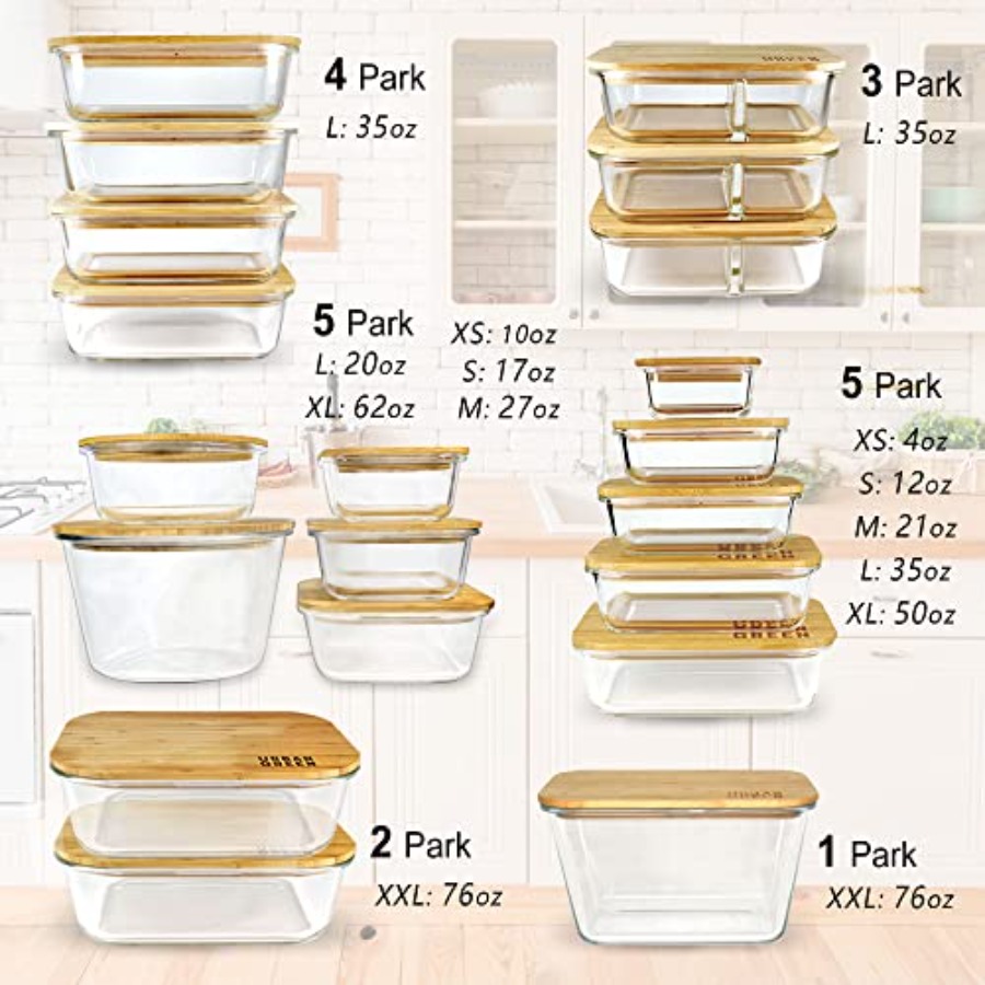 Glass Containers with Bamboo L – обзор и цена Food Storage Kitchen Container Set