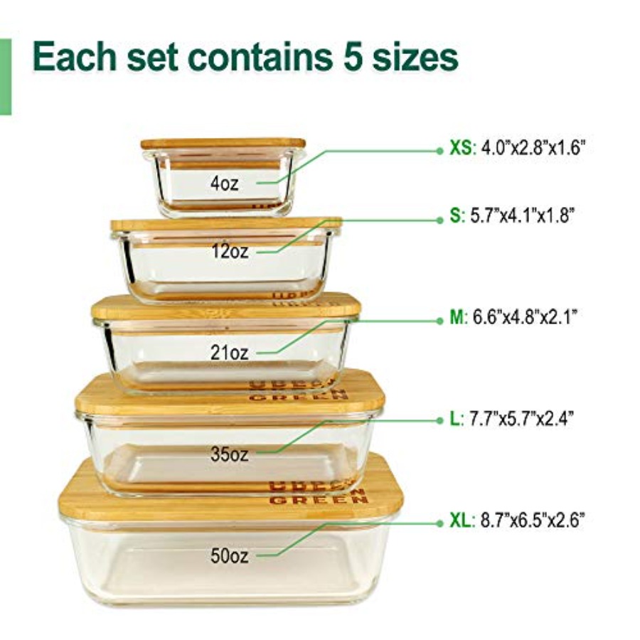 Glass Containers with Bamboo L – обзор и цена Food Storage Kitchen Container Set