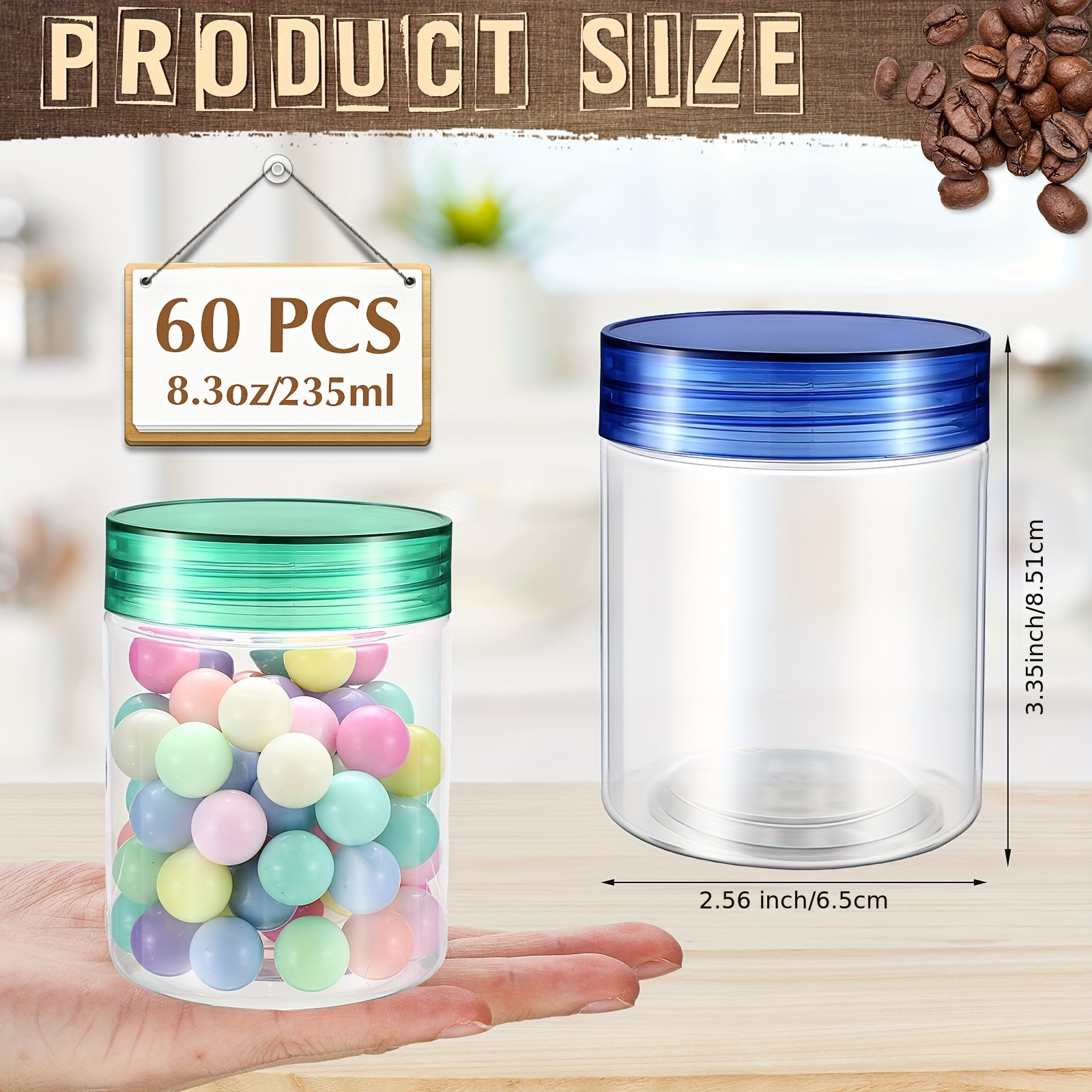 60pcs 8 Oz Plastic Jars With L – обзор и цена Food Storage Glass Round