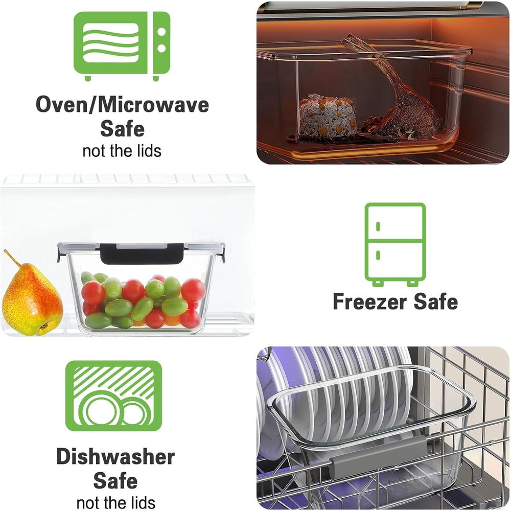 4-Piece 63oz Glass Food Storag – обзор и цена Food Storage Oven Safe