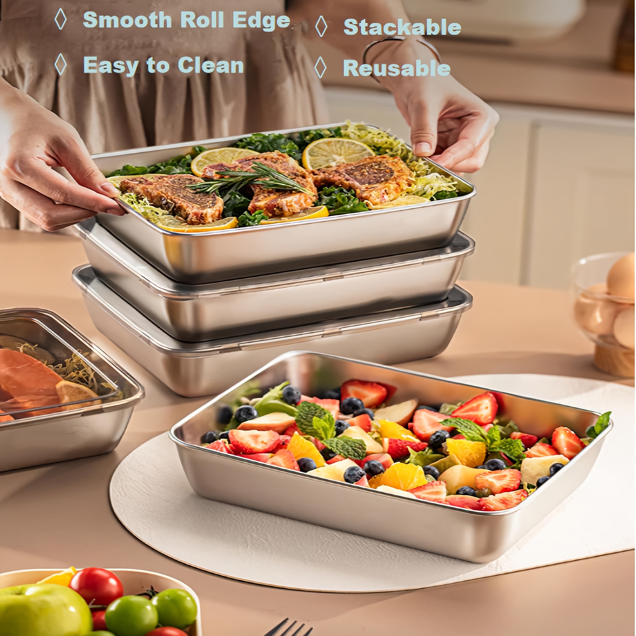 3pcs Stainless Steel Food Cont – обзор и цена Food Storage Meals