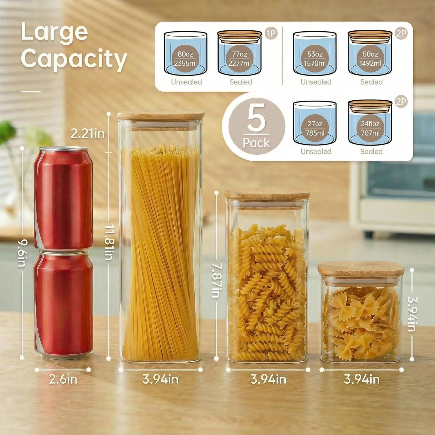 Square Glass Jars with Bamboo  – обзор и цена Food Storage Jars