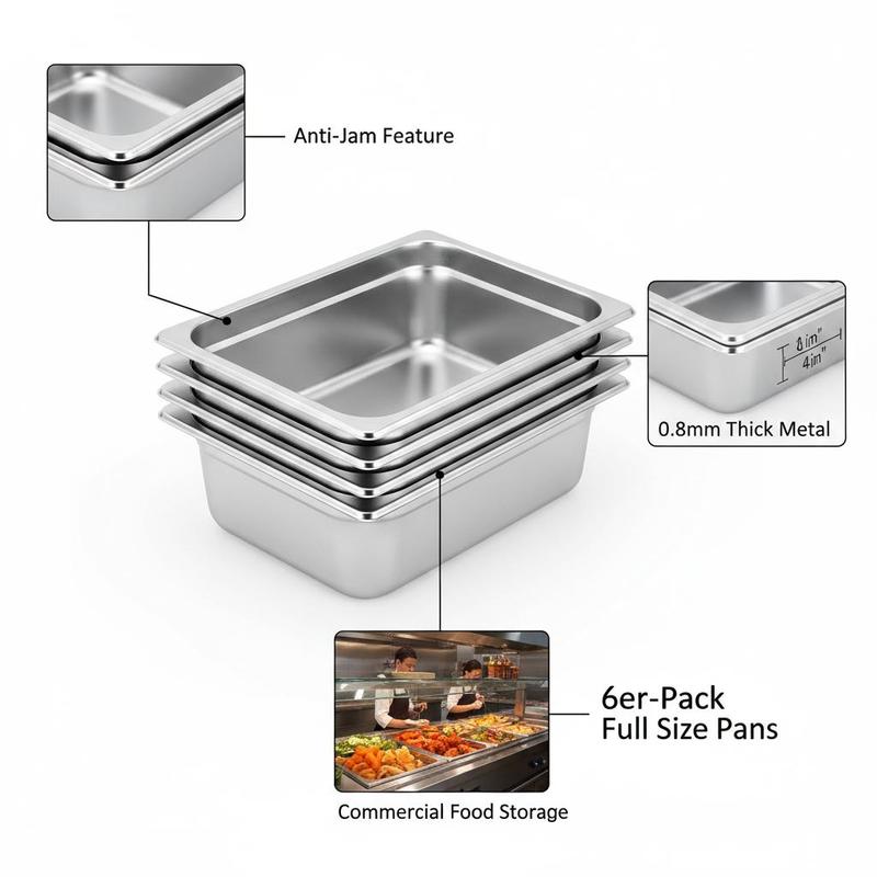 6 Pack Catering Trays Full Siz – обзор и цена Food Storage Restaurant