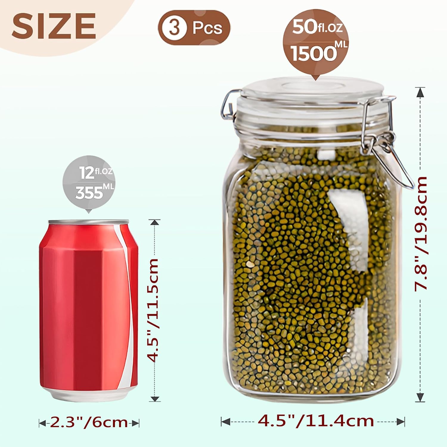 Clear Food Storage Jars 50oz S – обзор и цена Food Storage Jars