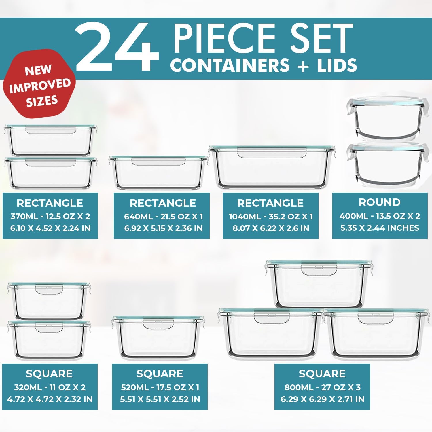 24 Pc Airtight Glass Food Stor – обзор и цена Food Storage Meals