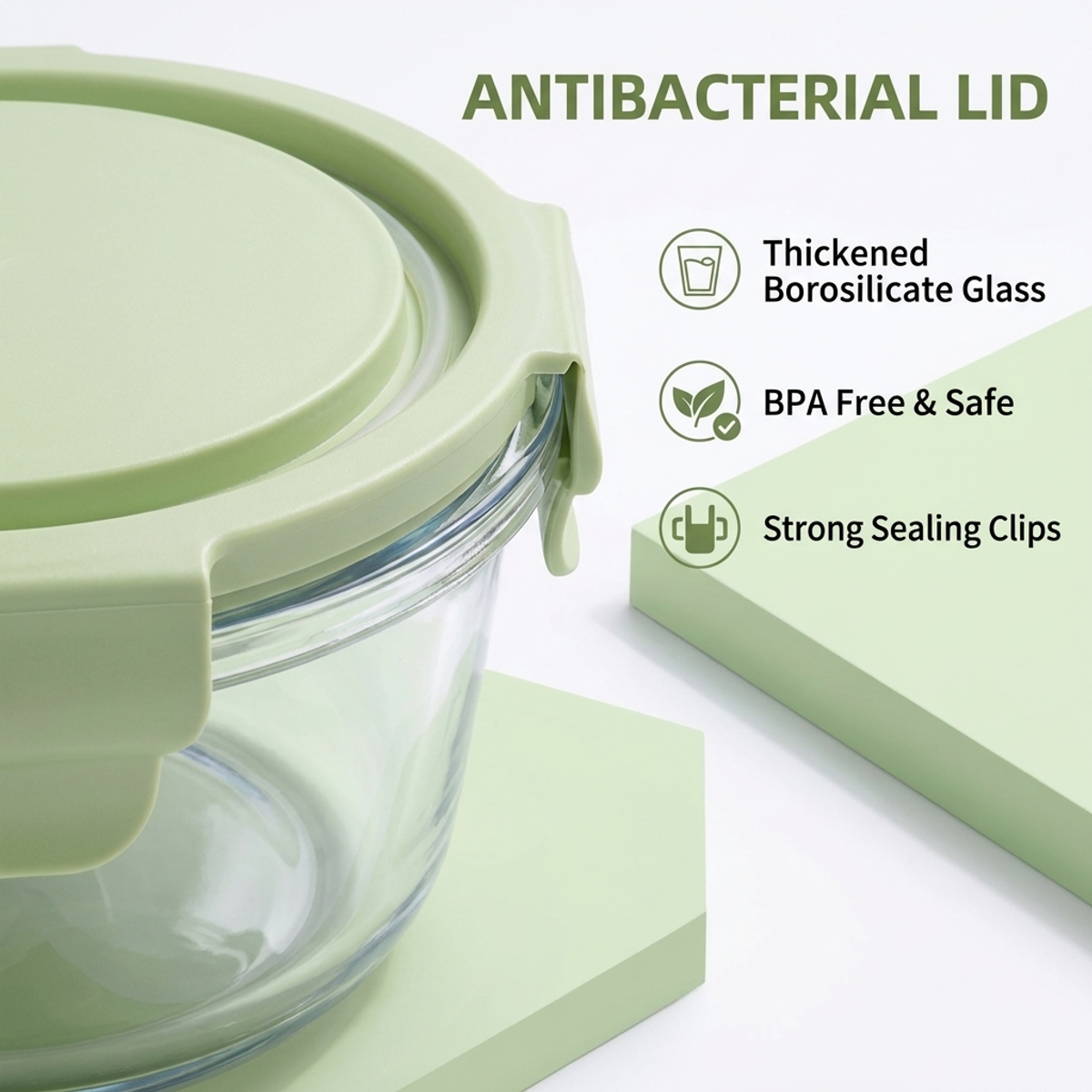 Green Cartoon Pattern Round Gl – обзор и цена Food Storage Glass Round