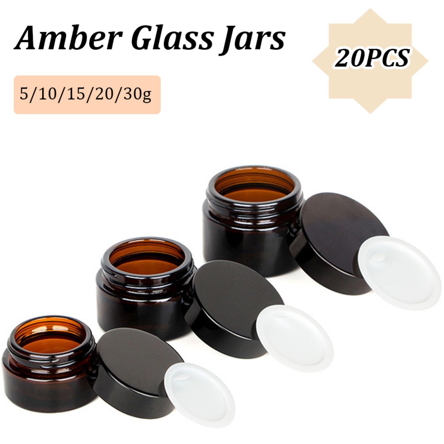 20PCS Small Amber Glass Jars w – обзор и цена Food Storage Glass Round