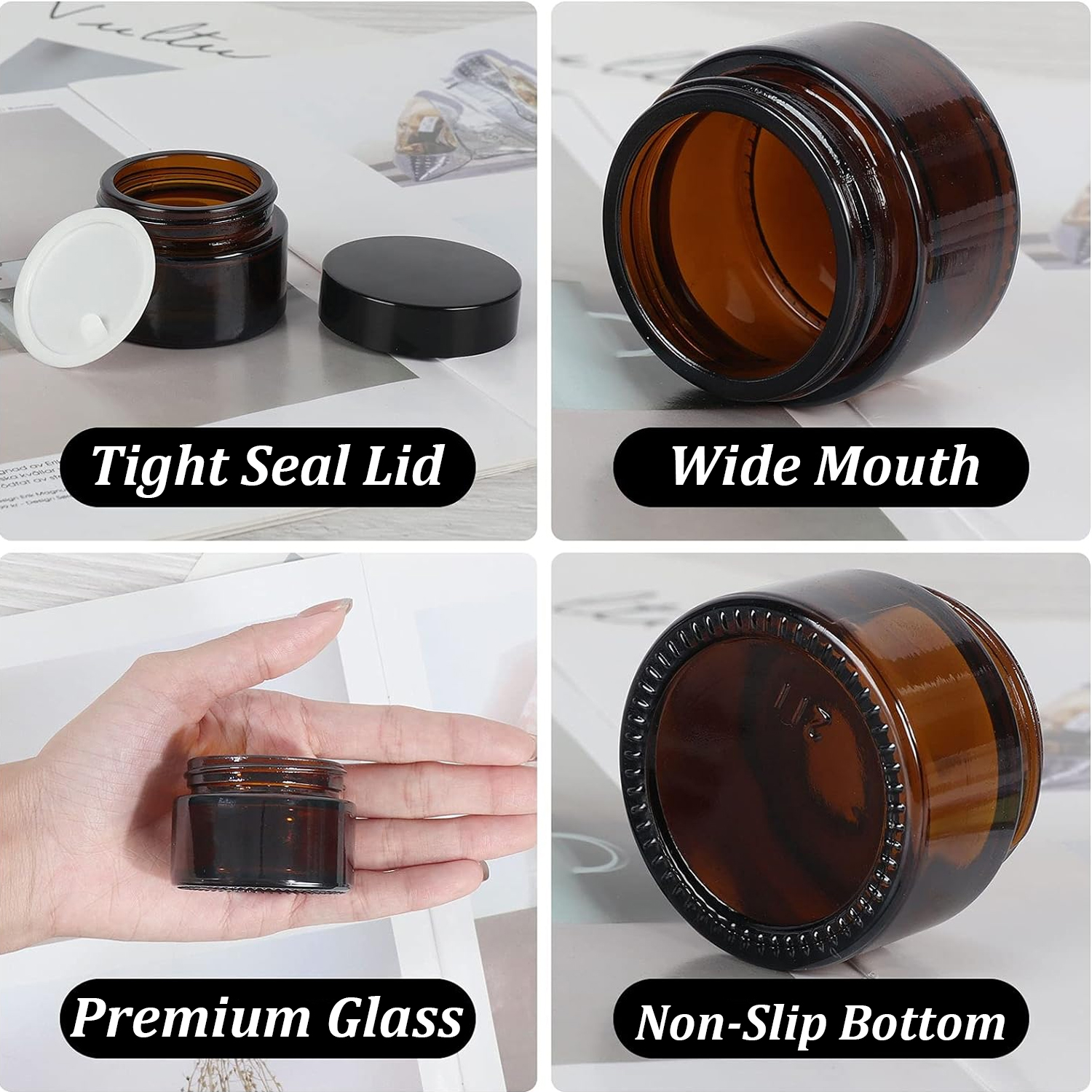 20PCS Small Amber Glass Jars w – обзор и цена Food Storage Glass Round